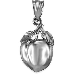 LA BLINGZ Polished Sterling Silver Peach Fruit DC Charm Pendant in Saudi Arabia