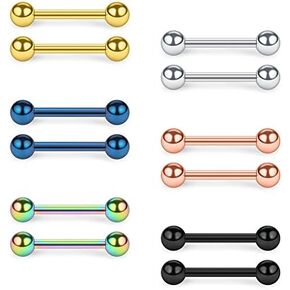 SCERRING 14G Nipple Rings 316L Stainless Steel Externally Threaded Nipplerings Tongue Bar Barbell Rings Piercing Retainer for Women Men 6-12PCS in Saudi Arabia