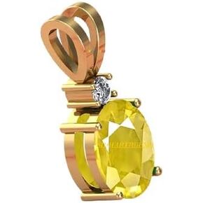 TONGARI 8.25 Ratti 7.00 Carat Unheated Untreatet A+ Quality Natural Yellow Sapphire Pukhraj Gemstone Gold Plated Pendant Locket for Women's and Men's {Lab Certified} in Saudi Arabia