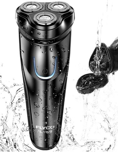 Electric Razor for Men,FLYCO Wet & Dry Mens Razors for Shaving Electric Cordless With Pop-up Trimmer,Rotary Razors Electric Shavers for Men Waterproof Rechargeable -Black in Kuwait