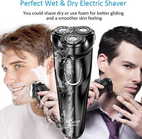 Electric Razor for Men,FLYCO Wet & Dry Mens Razors for Shaving Electric Cordless With Pop-up Trimmer,Rotary Razors Electric Shavers for Men Waterproof Rechargeable -Black in Kuwait