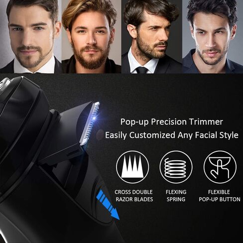 Electric Razor for Men,FLYCO Wet & Dry Mens Razors for Shaving Electric Cordless With Pop-up Trimmer,Rotary Razors Electric Shavers for Men Waterproof Rechargeable -Black in Kuwait