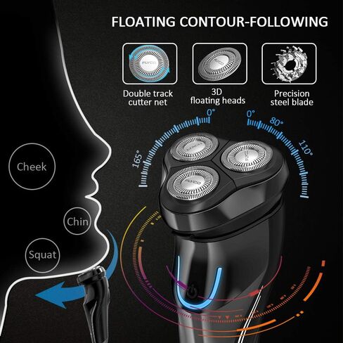 Electric Razor for Men,FLYCO Wet & Dry Mens Razors for Shaving Electric Cordless With Pop-up Trimmer,Rotary Razors Electric Shavers for Men Waterproof Rechargeable -Black in Kuwait