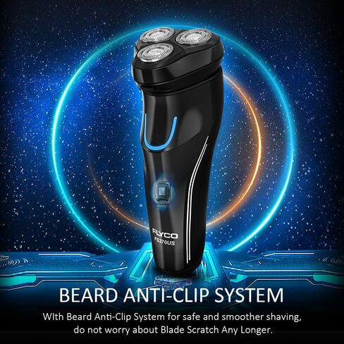 Electric Razor for Men,FLYCO Wet & Dry Mens Razors for Shaving Electric Cordless With Pop-up Trimmer,Rotary Razors Electric Shavers for Men Waterproof Rechargeable -Black in Kuwait