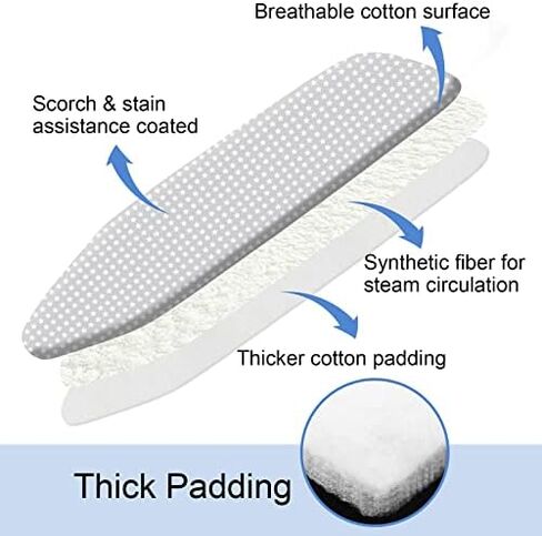 Ironing Board Cover and Pad Fits 15" x54" Standard Boards, Resist Scorching and Staining, 4 Layers Thick Padding Iron Board Cover with Elastic Edge and 2 Fastener Straps in Saudi Arabia