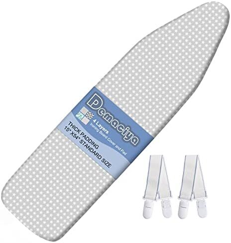 Ironing Board Cover and Pad Fits 15" x54" Standard Boards, Resist Scorching and Staining, 4 Layers Thick Padding Iron Board Cover with Elastic Edge and 2 Fastener Straps in Saudi Arabia