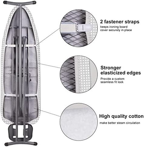 Ironing Board Cover and Pad Fits 15" x54" Standard Boards, Resist Scorching and Staining, 4 Layers Thick Padding Iron Board Cover with Elastic Edge and 2 Fastener Straps in Saudi Arabia