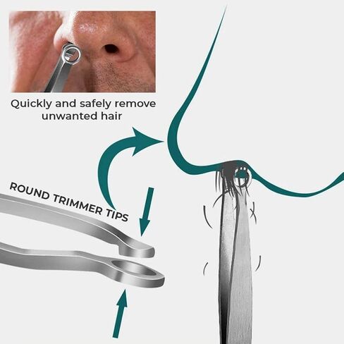 Hunato Nose Hair Trimming Tweezers Universal, Stainless Steel Eyebrow Trimmer Mini, Friendly Round Tip, No Mirror Needed Easy Cut, for Women and Men Noses, Sideburns, Brow, Body in Saudi Arabia