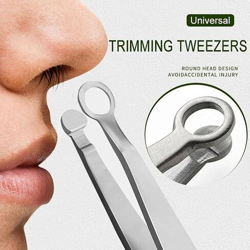 Hunato Nose Hair Trimming Tweezers Universal, Stainless Steel Eyebrow Trimmer Mini, Friendly Round Tip, No Mirror Needed Easy Cut, for Women and Men Noses, Sideburns, Brow, Body in Saudi Arabia