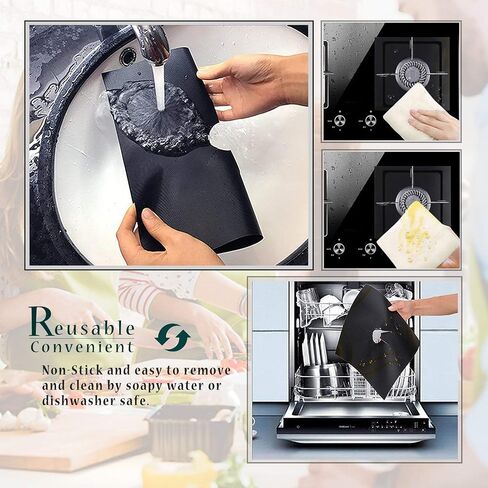 12 Pcs Stove Burner Covers, Black Gas Stove Burner Covers Gas Stove Protectors 0.2mm Double Thickness, Reusable & Dishwasher Safe, Non-Stick, Fast Cle in Saudi Arabia