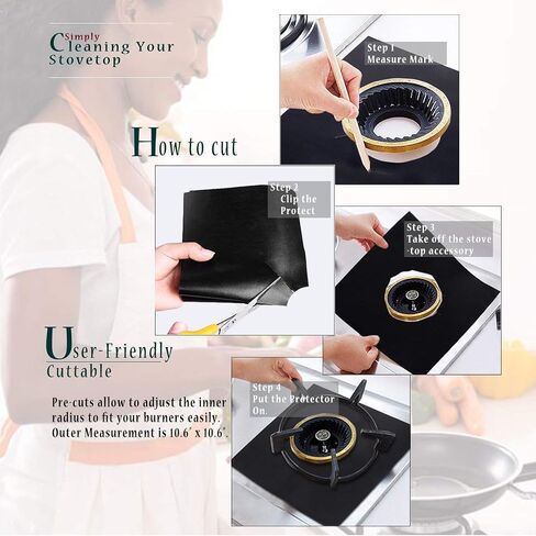 12 Pcs Stove Burner Covers, Black Gas Stove Burner Covers Gas Stove Protectors 0.2mm Double Thickness, Reusable & Dishwasher Safe, Non-Stick, Fast Cle in Saudi Arabia