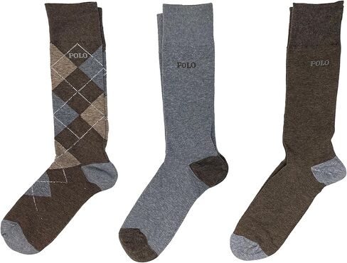 Polo Ralph Lauren Men's Dress Argyle Crew Socks 3 Pack (10-13, Brown(ZP899846PKN)/G_B) in Saudi Arabia