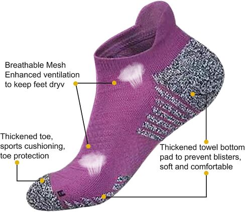 Athletic Running Ankle Socks for Men and Women - Anti Blister Low Cut Socks - 2 Pairs & 4 Pairs & 6 Pairs in Saudi Arabia