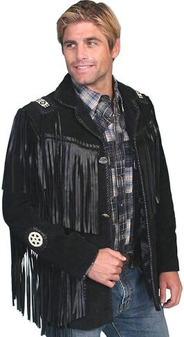 Scully Western Coat Mens Leather Concho Button Fringe Bead F0_758 in Kuwait