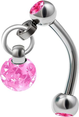 16g 5/16 Curved Barbell Dangle Earrings Cartilage Eyebrow Stud Tragus Helix Surgical Steel Crystal - Rose in Saudi Arabia