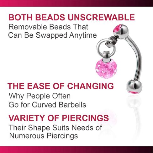 16g 5/16 Curved Barbell Dangle Earrings Cartilage Eyebrow Stud Tragus Helix Surgical Steel Crystal - Rose in Saudi Arabia