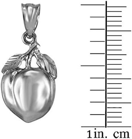 LA BLINGZ Polished Sterling Silver Peach Fruit DC Charm Pendant in Saudi Arabia