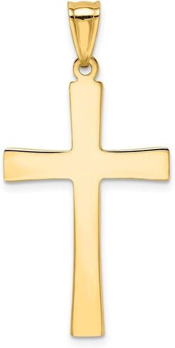 14k Yellow Gold Two Toned Diamond-cut Cross Pendant Charm - 37mm x 18mm in Saudi Arabia