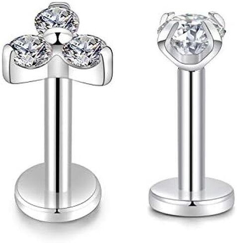 PEAKLINK Titanium Crystal Labret Studs16G Labret Jewelry Labret Internally Threaded Earring Helix StudsTragus Cartilage Conch Ear Piercing Body Jewelery Lip Monroe Studs 6 8 10mm in Kuwait