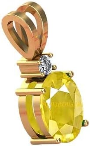 TONGARI 8.25 Ratti 7.00 Carat Unheated Untreatet A+ Quality Natural Yellow Sapphire Pukhraj Gemstone Gold Plated Pendant Locket for Women's and Men's {Lab Certified} in Saudi Arabia