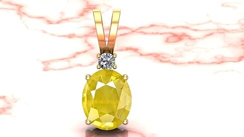 TONGARI 8.25 Ratti 7.00 Carat Unheated Untreatet A+ Quality Natural Yellow Sapphire Pukhraj Gemstone Gold Plated Pendant Locket for Women's and Men's {Lab Certified} in Saudi Arabia