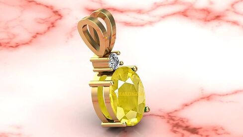 TONGARI 8.25 Ratti 7.00 Carat Unheated Untreatet A+ Quality Natural Yellow Sapphire Pukhraj Gemstone Gold Plated Pendant Locket for Women's and Men's {Lab Certified} in Saudi Arabia