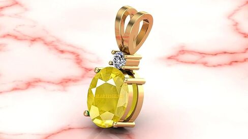TONGARI 8.25 Ratti 7.00 Carat Unheated Untreatet A+ Quality Natural Yellow Sapphire Pukhraj Gemstone Gold Plated Pendant Locket for Women's and Men's {Lab Certified} in Saudi Arabia