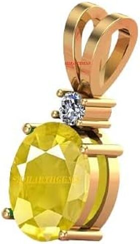 TONGARI 8.25 Ratti 7.00 Carat Unheated Untreatet A+ Quality Natural Yellow Sapphire Pukhraj Gemstone Gold Plated Pendant Locket for Women's and Men's {Lab Certified} in Saudi Arabia