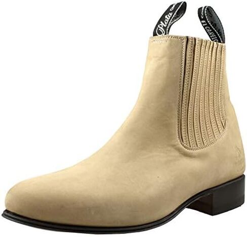 El Canelo Men's Ankle Boots Nubuck Leather Sand Botin Charro in Kuwait