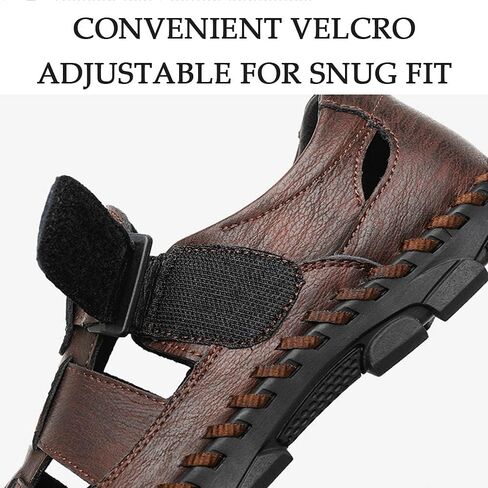Bitiger Mens Closed Toe Leather Sandals Outdoor Fisherman Sporty Summer Shoes Breathable Loafer Slipper for Hiking Sporting in Saudi Arabia