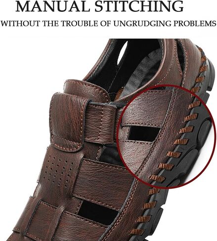 Bitiger Mens Closed Toe Leather Sandals Outdoor Fisherman Sporty Summer Shoes Breathable Loafer Slipper for Hiking Sporting in Saudi Arabia