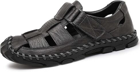 Bitiger Mens Closed Toe Leather Sandals Outdoor Fisherman Sporty Summer Shoes Breathable Loafer Slipper for Hiking Sporting in Saudi Arabia