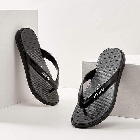 صنادل LUOFU الرجالية ذات الوجه المتخبط للشاطئ صنادل رفيعة ومريحة ومضادة للانزلاق، سريعة الجفاف وخفيفة الوزن للاستخدام الداخلي والخارجي in Kuwait