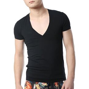 Zbrandy Men's V Neck T Shirts Tight Tee Stepped Hem