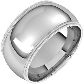 Double Milgrain Wedding Band Solid 925 Sterling Silver Real 10k 14k 18k Yellow Rose White Gold OR Platinum Comfort Fit Ring Classic Plain Domed 4mm 5mm 6mm 7mm 8mm - SKU#12203 in Kuwait
