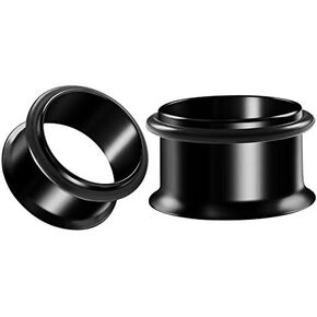 Pair of 316L Surgical Steel Black Anodized Single Flared Piercing Jewelry Ear flesh Tunnel O-ring Earring Lobe Stretcher Plug in Saudi Arabia