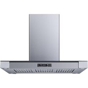 Winflo 36 In. Convertible Stainless Steel Glass Island Range Hood with Stainless Steel Baffle Filters in Kuwait