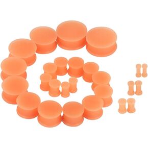 JOYTOYOU 26 قطعة من سدادات قياس الأذن من السيليكون طقم تمديد مزدوج متوهج أنفاق اللحم مجموعة موسع السرج 8 جرام إلى 1 بوصة in Kuwait