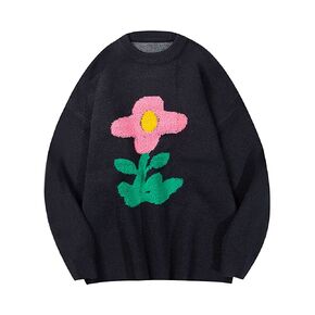Yimoon Men's Cow Graphic Sweaters Oversize Cable Knitted Pullover Jumper in Saudi Arabia