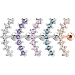 Curve Seven Stud CZ Stud Earrings 316L Stainless Steel Ear Helix Conch Cartilage Piercing in Saudi Arabia