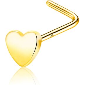 COCHARM 14k خاتم الأنف الذهبي الصلب هيبوالرجينيك 14k الذهب مسمار الأنف 20 مقياس L على شكل ثقب الأنف مجوهرات للنساء الرجال in Kuwait