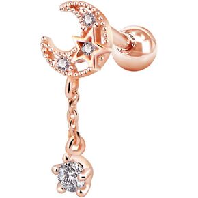 OUFER 16G الفولاذ المقاوم للصدأ الغضروف القرط القمر مع تشيكوسلوفاكيا استرخى الزنمة أقراط الغضروف القرط مربط in Kuwait