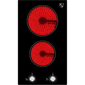 K&H 2 Burner Dual 12 Inch Built-in Electric Stove Top Radiant Ceramic Cooktop Knob Control 240V 3000W KCN-3002K in Saudi Arabia