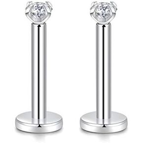 GAGABODY G23 Titanium 16G 6/8/10mm Clear CZ/Opal Internally Threaded Labret Monroe Lip Studs 6mm Helix Cartilage Tragus Earring Piercing in Saudi Arabia