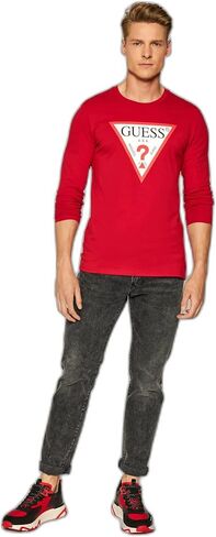 GUESS Men's Crewneck Long Sleeve Original Logo Tee in Saudi Arabia