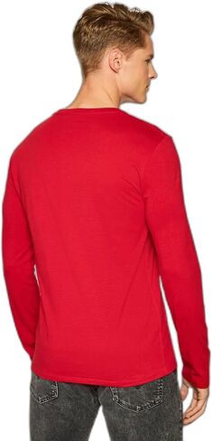 GUESS Men's Crewneck Long Sleeve Original Logo Tee in Saudi Arabia