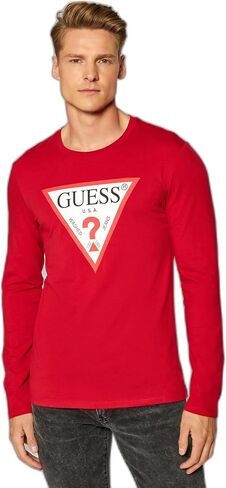 GUESS Men's Crewneck Long Sleeve Original Logo Tee in Saudi Arabia