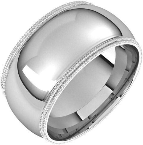 Double Milgrain Wedding Band Solid 925 Sterling Silver Real 10k 14k 18k Yellow Rose White Gold OR Platinum Comfort Fit Ring Classic Plain Domed 4mm 5mm 6mm 7mm 8mm - SKU#12203 in Saudi Arabia