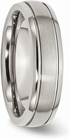 Solid Titanium Grooved Edge 6mm Matte Brushed Finish and Wedding Band Ring Comfort-Fit in Kuwait