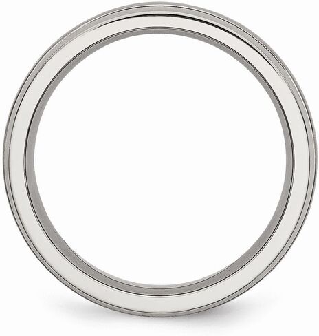 Solid Titanium Grooved Edge 6mm Matte Brushed Finish and Wedding Band Ring Comfort-Fit in Kuwait